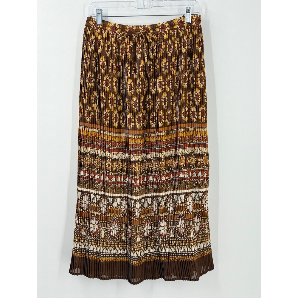 NWT Maxi Skirt Womens 22W Brown Boho Pleated practical magic office Fall Autumn
